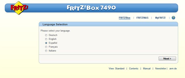 Fritz!Box 7490 Selección de idioma
