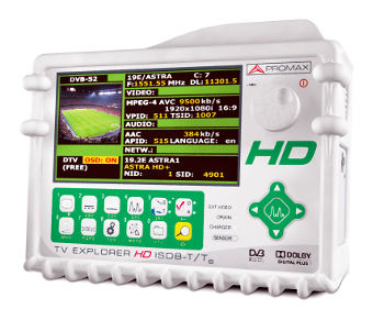 Medidor de campo HD DVB-T/C/S, ATSC, ISDB-T/Tb y analogico DTVLINK