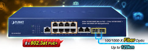 Switch gestionado PoE+ GS-4210-8P2C