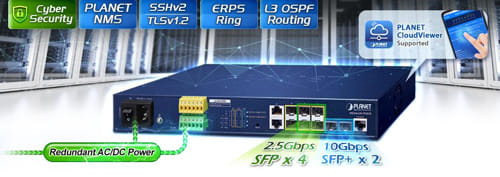 Switch Ethernet MGS-6320-2T6S2X para redes metropolitanas