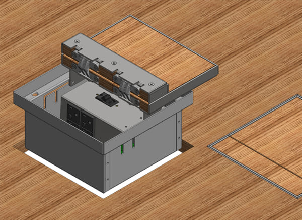 Caja de suelo con diseño discreto y elegante para múltiples entornos