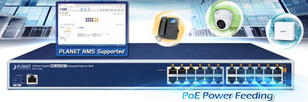 POE-1200G Hubs inyectores de 220 W con doce puertos PoE+